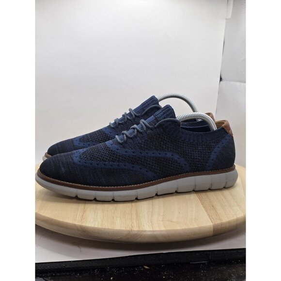 johnson and murphy charcoal Blue Lug Knit Wingtip mens shoes 8.5M Slip On - Picture 1 of 8